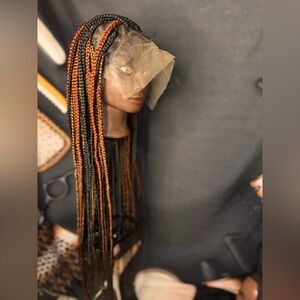 34in Orange and Black Braided Wig